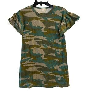 Crewcuts Everyday J.Crew Size 12 Ruffle Sleeve Camo Tee Shirt Dress